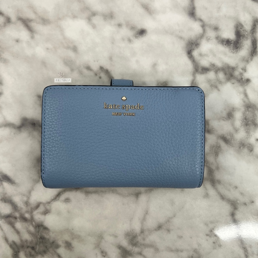Kate Spade Leila Dome Backpack & Medium Compact Bifold Wallet In Dusty Blue - Picture 13 of 16